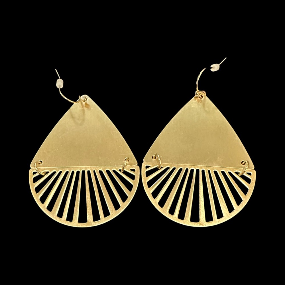 Chunky Matte Gold Tone Dangle Earrings